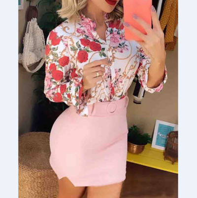 Pink Women's Casual Print Two-piece Set