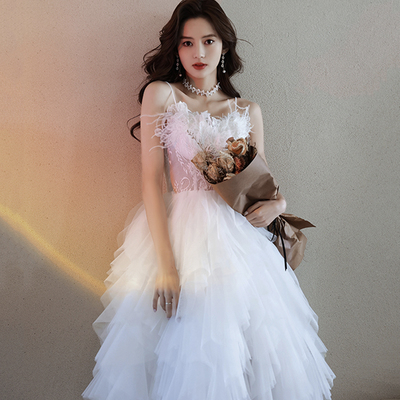 White tulle lace short prom dress homecoming dress - Thumbnail 2