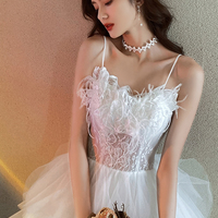 White tulle lace short prom dress homecoming dress - Thumbnail 2