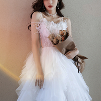 White tulle lace short prom dress homecoming dress - Thumbnail 6