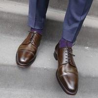 Men Classic Hand Made Rust Brown Leather Cap Toe Dress Formal Shoes - Thumbnail 1