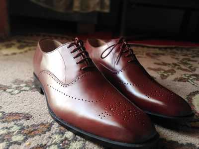 Best Style Hand Stitch Brown Wingtip Shoes, Brogue Leather Lace Up Formal Wear Shoes