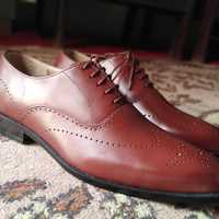 Best Style Hand Stitch Brown Wingtip Shoes, Brogue Leather Lace Up Formal Wear Shoes - Thumbnail 3