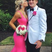 SP2076,Pink Sweetheart Neck Open Back Mermaid Prom Dresses,Pink Mermaid Formal Evening Dresses - Thumbnail 2