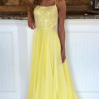 SP2077,Charming Red/Yellow Appliques Prom Dress,Elegant A Line Homecoming Dress,Sheath Prom Dresses - Thumbnail 1