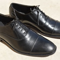 Men Black Leather Handsome Wear Choice Cap Toe Office Wear Shoes - Thumbnail 1