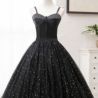 Black tulle long ball gown dress black formal dress - Thumbnail 4