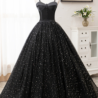 Black tulle long ball gown dress black formal dress - Thumbnail 5