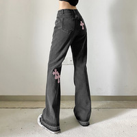 Pink Cross Patch Straight Leg Jeans - Thumbnail 3