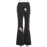 Pink Cross Patch Straight Leg Jeans - Thumbnail 6