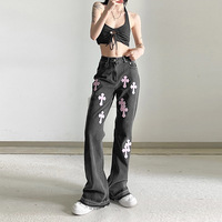 Pink Cross Patch Straight Leg Jeans - Thumbnail 2