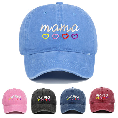 Mama embroidered denim cap hat