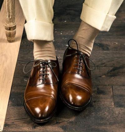 Best Coffee Color Cap Toe Hand Made Leather Shoes