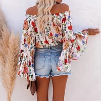 Loose Women's Long Sleeve Print Chiffon Shirt - Thumbnail 5