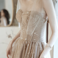 Cute tulle long A line prom dress evening dress - Thumbnail 2