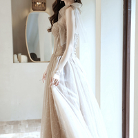 Cute tulle long A line prom dress evening dress - Thumbnail 4