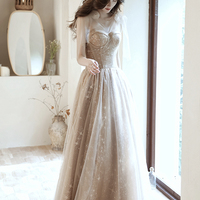 Cute tulle long A line prom dress evening dress - Thumbnail 5