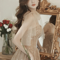 Cute tulle long A line prom dress evening dress - Thumbnail 6