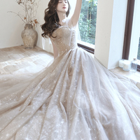 Cute tulle long A line prom dress evening dress - Thumbnail 7