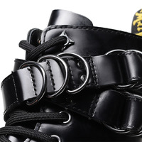 Side Zipper Ring Buckle Ankle Boots - Thumbnail 3