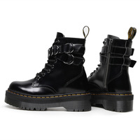 Side Zipper Ring Buckle Ankle Boots - Thumbnail 1