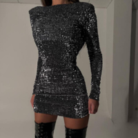 Fashion Sexy Long Sleeve Sequin Dress - Thumbnail 3