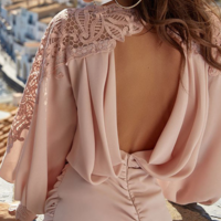 Solid Color Women'S Lace Stitching Backless Dress - Thumbnail 1