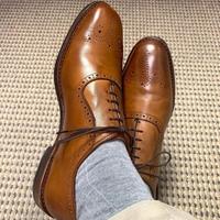 Best Customise Brown Brogue Toe Hand Stitch Leather Shoes - Thumbnail 1