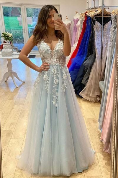 SP2094,Sexy Prom Dress,V-Neck Prom Dress,Appliques Prom Dress,A-Line Prom Dress,Long Prom Dress,Evening Dress