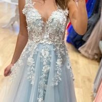 SP2094,Sexy Prom Dress,V-Neck Prom Dress,Appliques Prom Dress,A-Line Prom Dress,Long Prom Dress,Evening Dress - Thumbnail 1