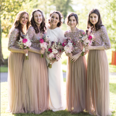 Two piece bridesmaid dresses tulle with 3/4 sleeves - Thumbnail 3