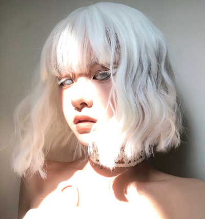 White Short Curly Wigs