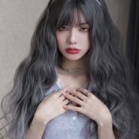 Air Bangs Big Wave Ggray Blue Wigs - Thumbnail 1