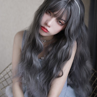 Air Bangs Big Wave Ggray Blue Wigs - Thumbnail 4