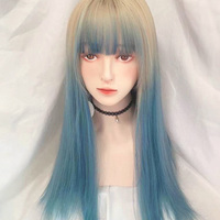 Ice blue gradient Long Wigs - Thumbnail 7
