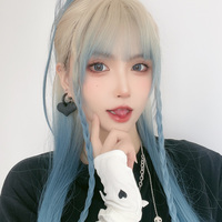 Ice blue gradient Long Wigs - Thumbnail 2
