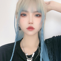 Ice blue gradient Long Wigs - Thumbnail 3