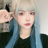 Ice blue gradient Long Wigs - Thumbnail 5