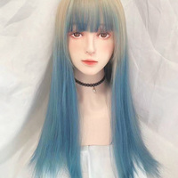 Ice blue gradient Long Wigs - Thumbnail 6