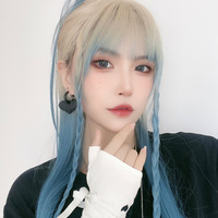 Ice blue gradient Long Wigs - Thumbnail 1