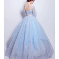 Cinderella Blue Ball Gown Prom Dress With Puff Sleeves For Quinceanera,848 - Thumbnail 1