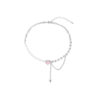 Pure Sweet love Heart Pearl Chains Pendant Necklace - Thumbnail 6