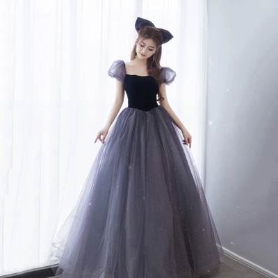 Cute tulle long a line prom dress evening dress - Thumbnail 1