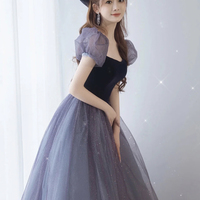 Cute tulle long A line prom dress evening dress - Thumbnail 3