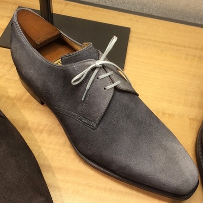Hand made grey suede lace up formal shoes