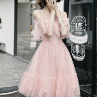 Pink tulle short prom dress pink evening dress - Thumbnail 6