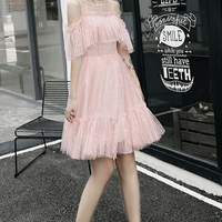 Pink tulle short prom dress pink evening dress - Thumbnail 3