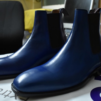 Best adult hand made blue chelsea genuine leather travelling boot