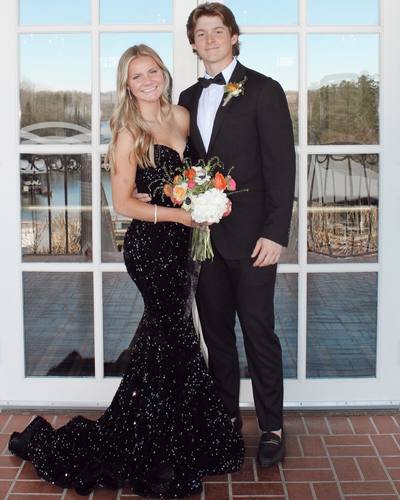 Sexy Mermaid Strapless Black Sequins Long Prom Dresses Evening Party Dresses