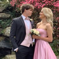 Ball Gown Strapless Pink Satin Long Prom Evening Dresses Formal Party Dresses - Thumbnail 2